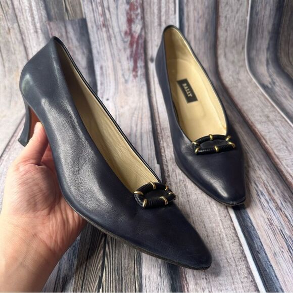 |VTG| BALLY Fern Style Flex Leather Stewardess Heels - Picture 1 of 6